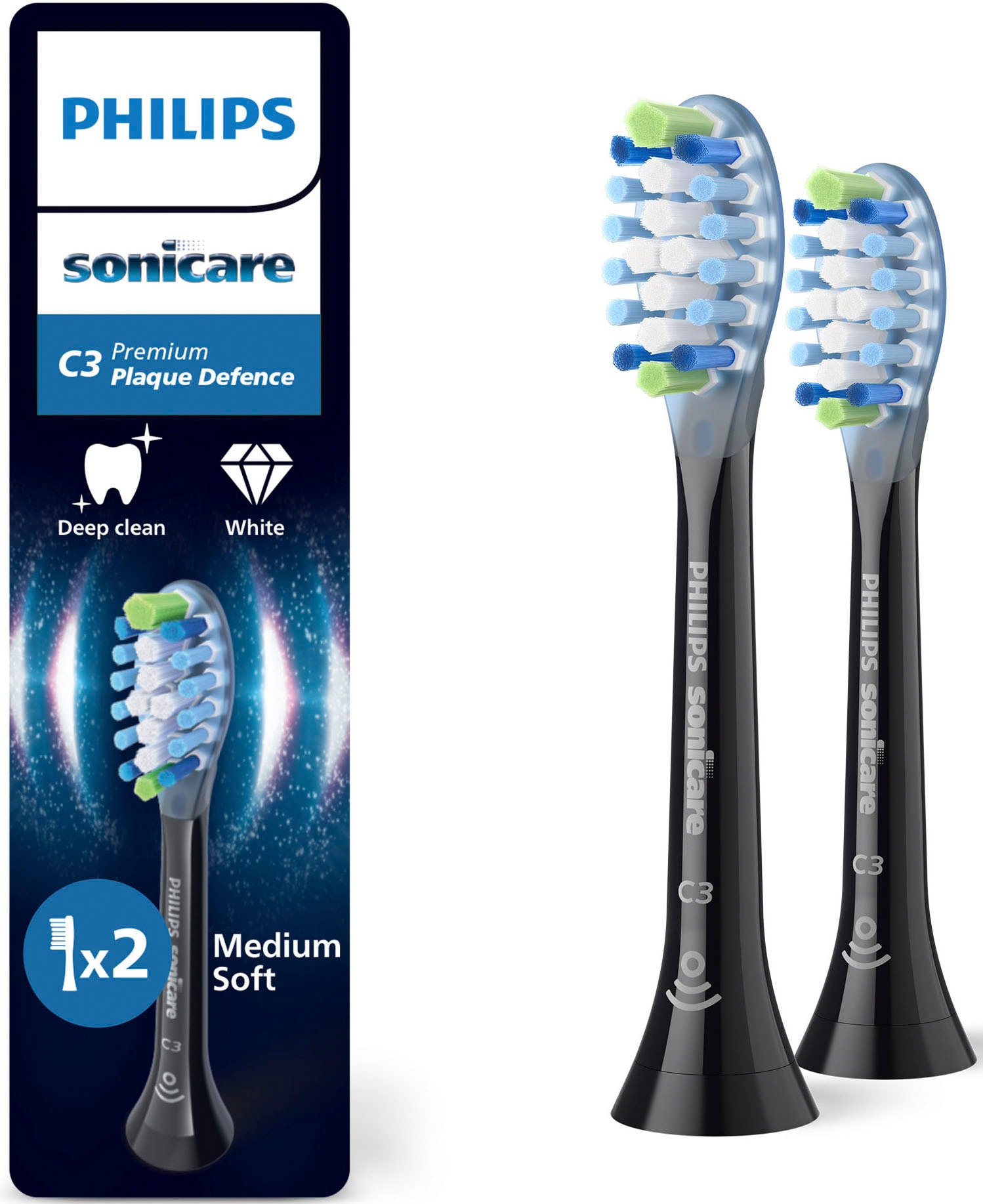Philips Sonicare Aufsteckbürsten »C3 Premium Plaque Defence« für extra gründliche Plaque-Entfernung, für jedes Sonicare Handstück