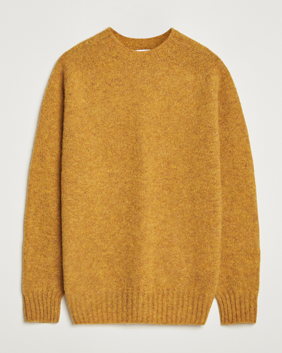 Sunspel Brushed Shetland Crew Neck Saffron