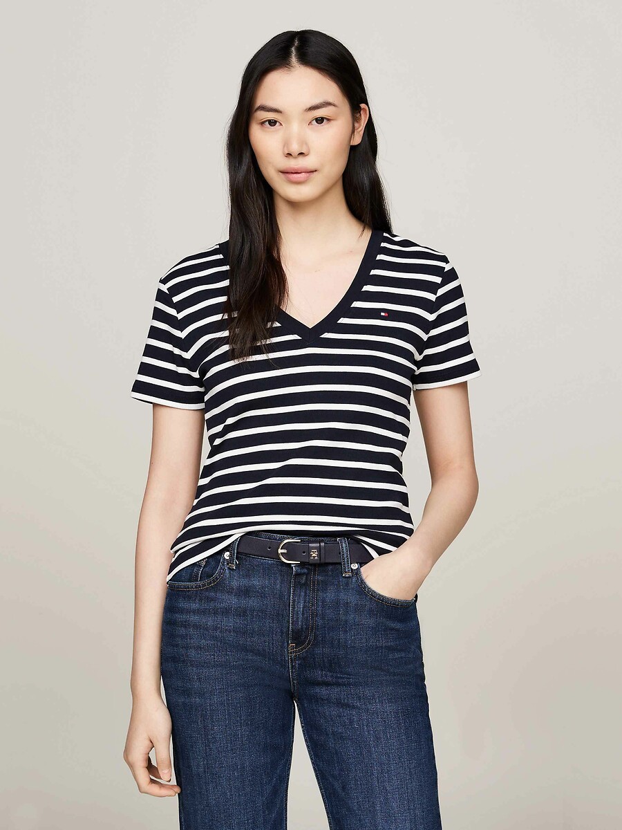 TOMMY HILFIGER<br>Camiseta de manga curta com decote em V