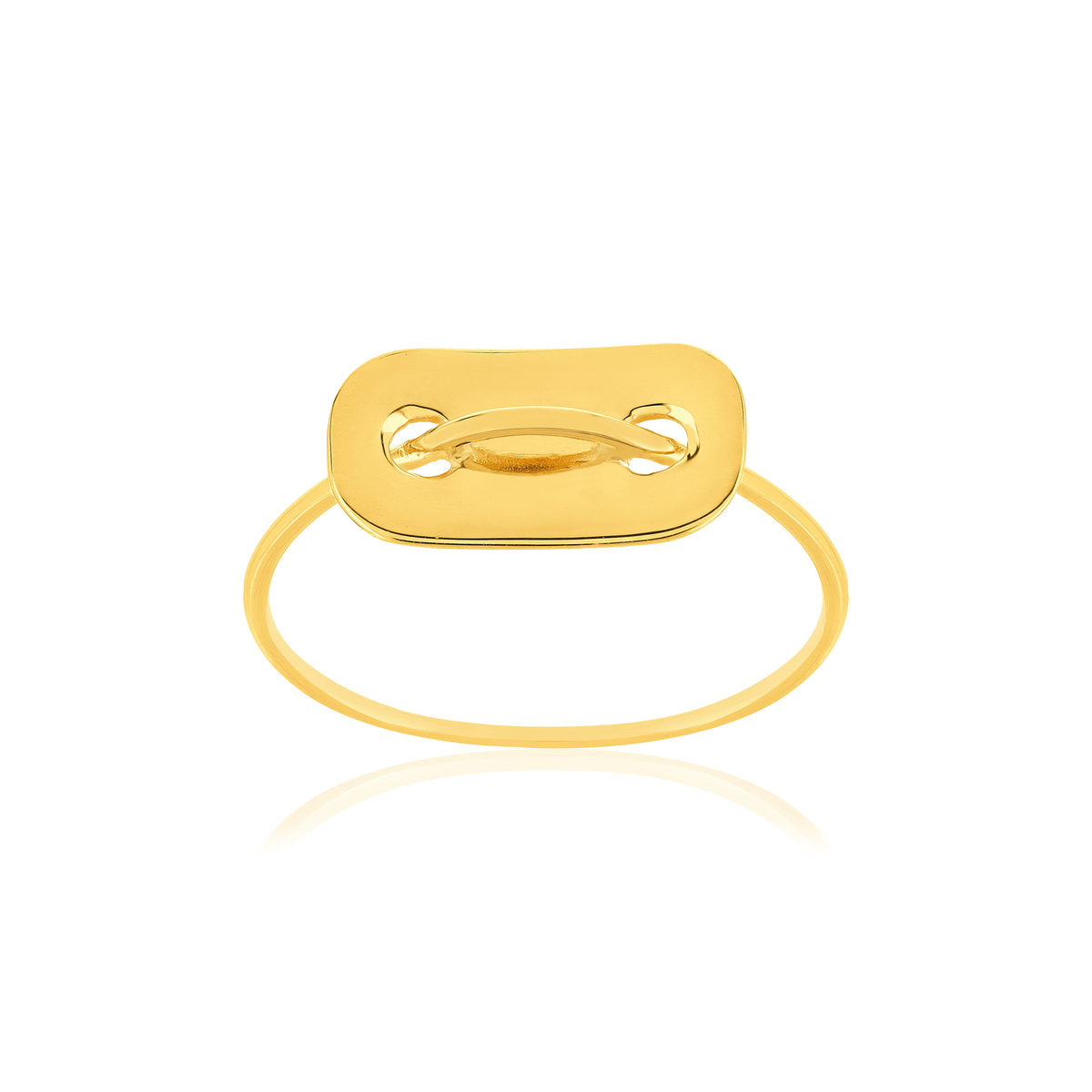 Bague or 750 jaune, motif perforé.