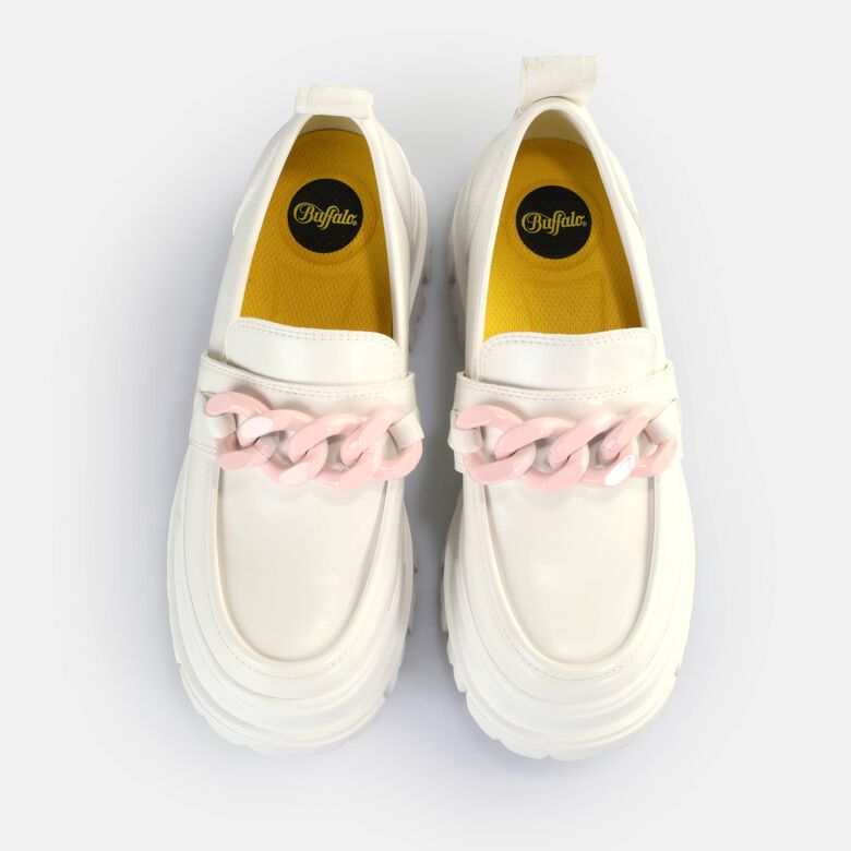 Aspha Loafer Chain Chaussures basses véganes, blanc