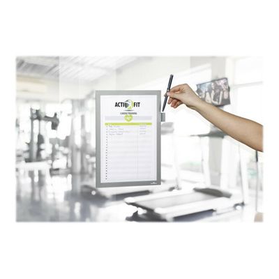 Durable Duraframe Note - Cadre d'affichage adhésif - A4 - argent - avec porte-stylo