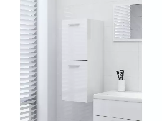 Armoire de salle de bain Blanc brillant Bois d’ingénierie