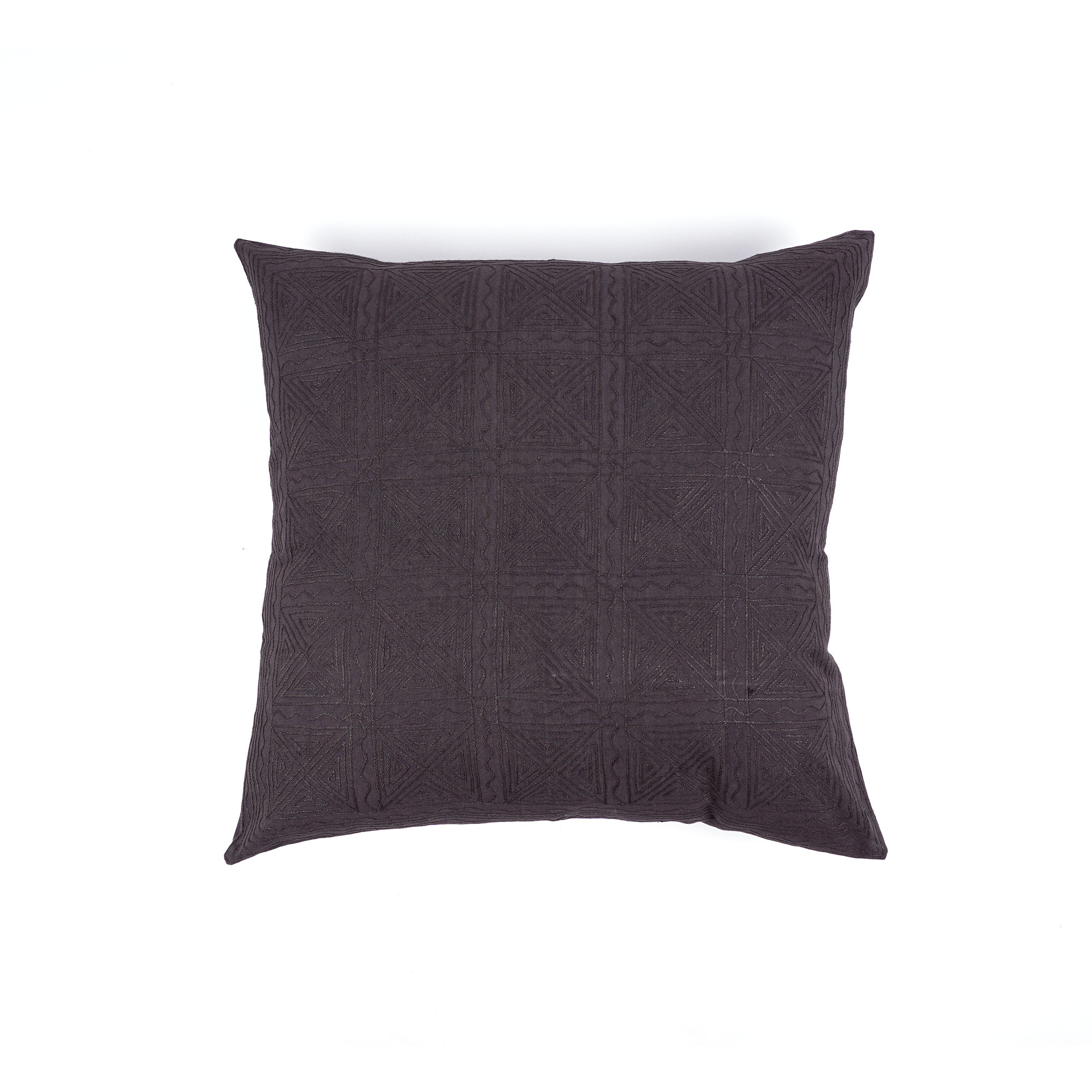Handbestickte Kissenhülle, anthrazit, L 60 cm, B 60 cm von fischer's lagerhaus