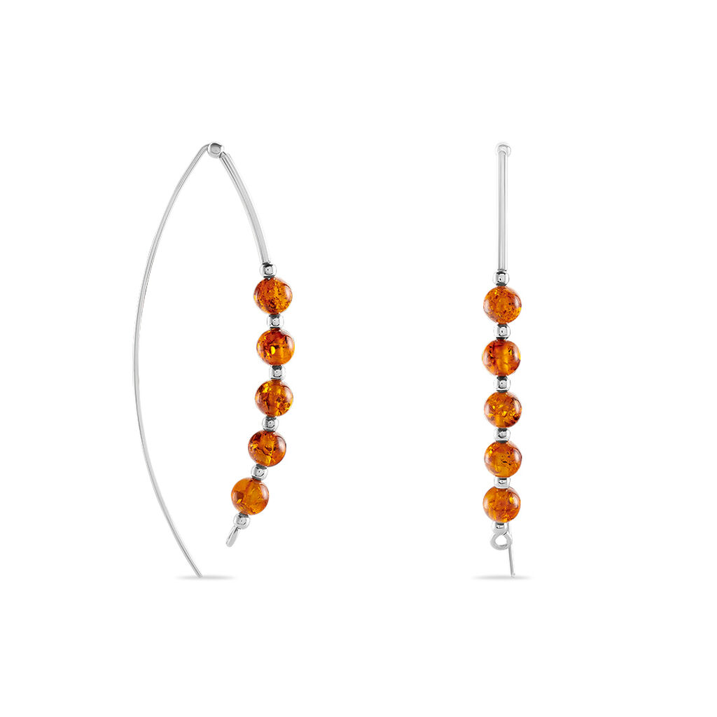 Boucles D'oreilles Pendantes Satu Argent Blanc Ambre