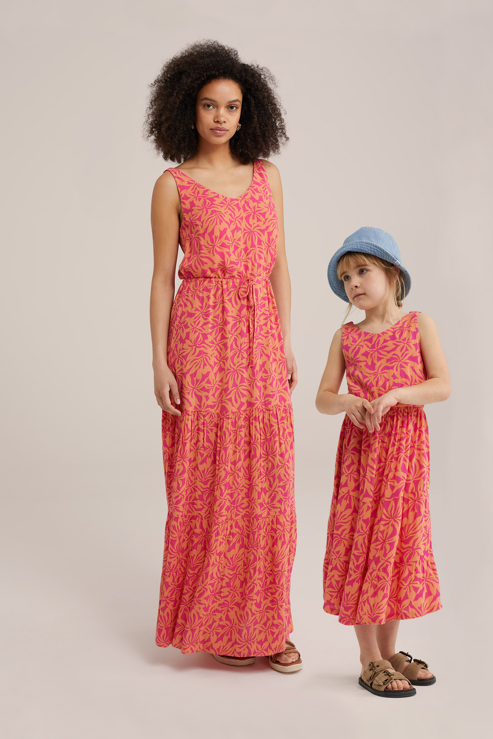 maxi-jurk met dessin WE Fashion Felroze