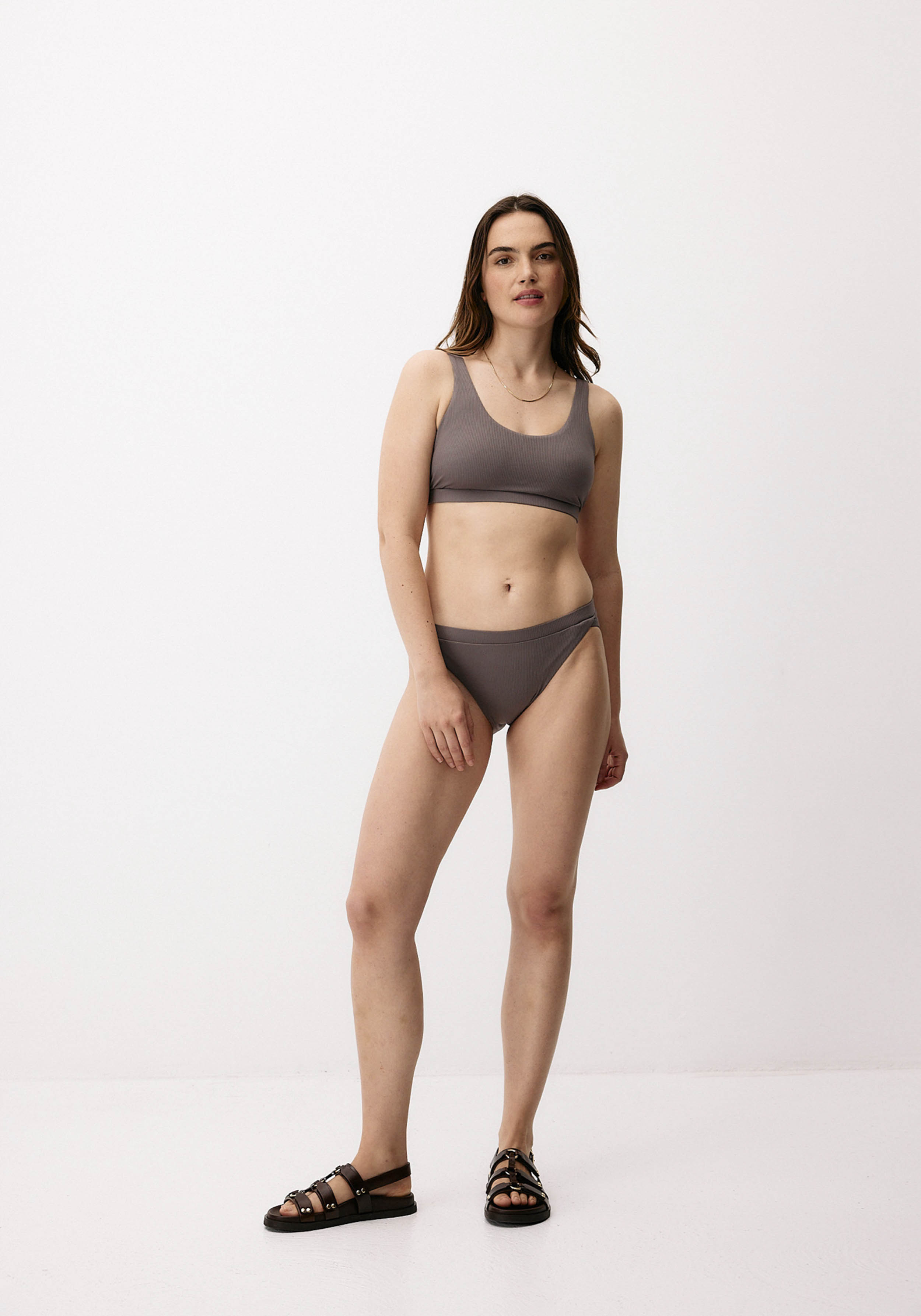 Moya Kala Hybrid Bikini Bottom Taupe Grey