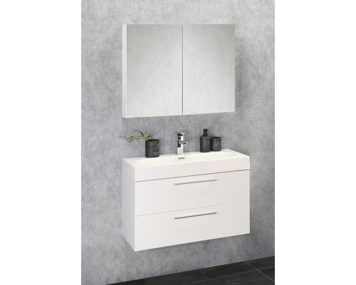 Somero 80 cm witte hoogglans wastafelmeubel