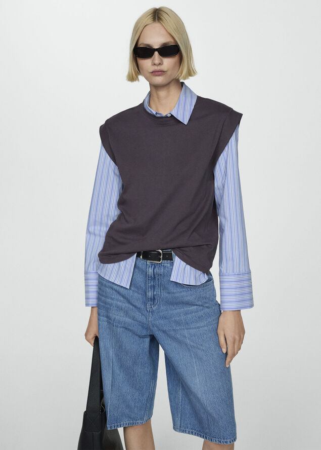 MANGO Short-sleeved cotton t-shirt Charcoal