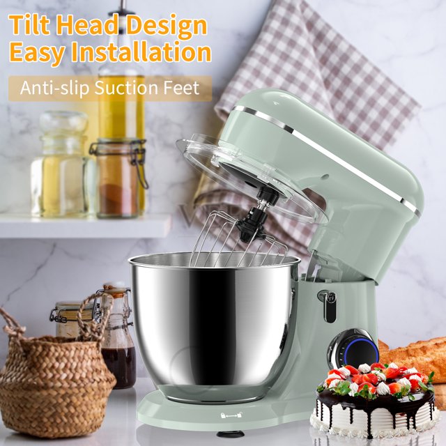 Batedeira de pedestal Samsaimo, 6,5 QT, 660 W, 10 velocidades, cabeça inclinável, batedeira elétrica de cozinha com tigela, gancho para massa, batedor e fouet para a maioria dos cozinheiros domésticos.