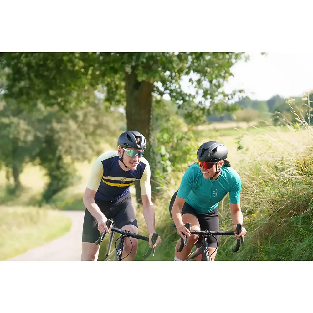 FYTS SNLR Fietsshirt Korte Mouwen Donkerblauw/Geel Heren