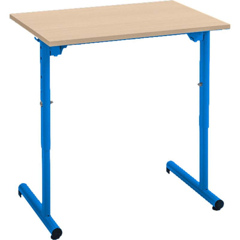 Table scolaire 1 place SYLLAB L.70 cm plateau hêtre réglable en hauteur, taille 4 à 6 pour CP à Lycée