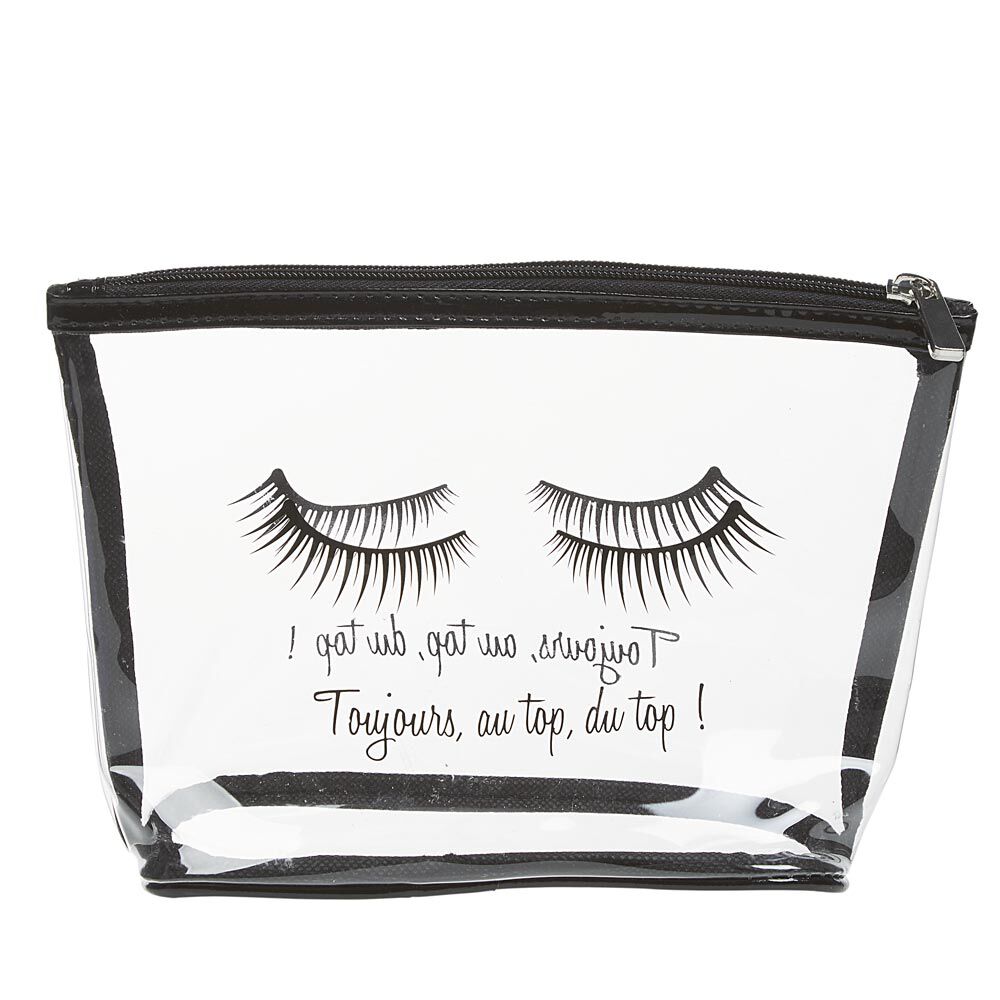 Trousse de toilette en plastique transparent imprimé noir