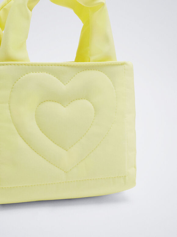 Bolsa de nylon com corações - Amarela