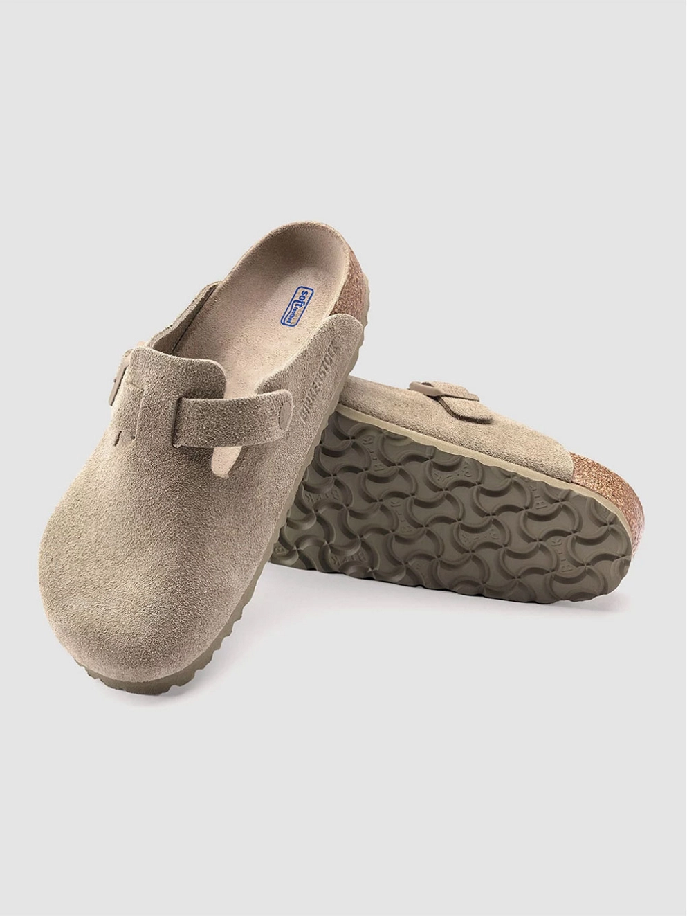 Birkenstock Boston Suede Leather Sandals faded khaki