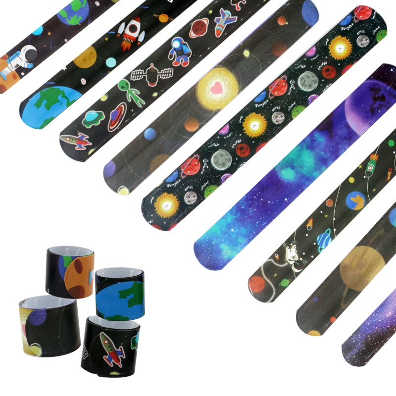 (10er Set) Party Geschenke Kinder Geburtstag Mitgebsel Space Snap Armband Spielzeug Mitbringsel - Weltraum