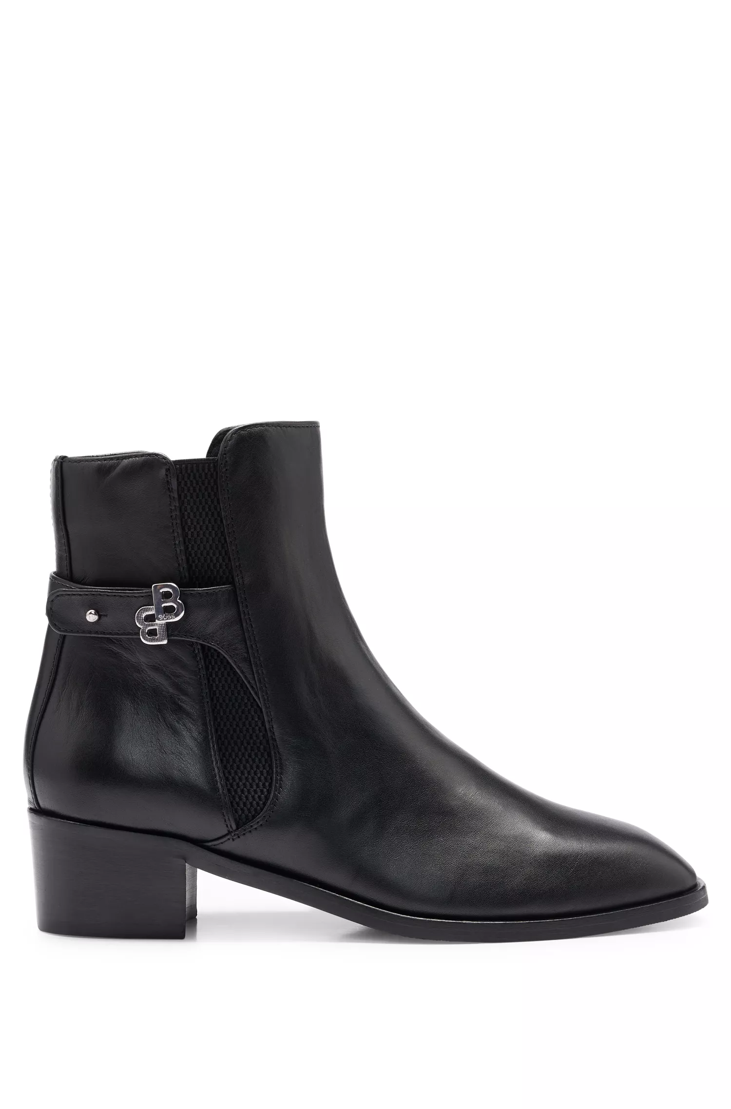 Botas de cano curto BOSS pretas com monograma duplo em couro napa.