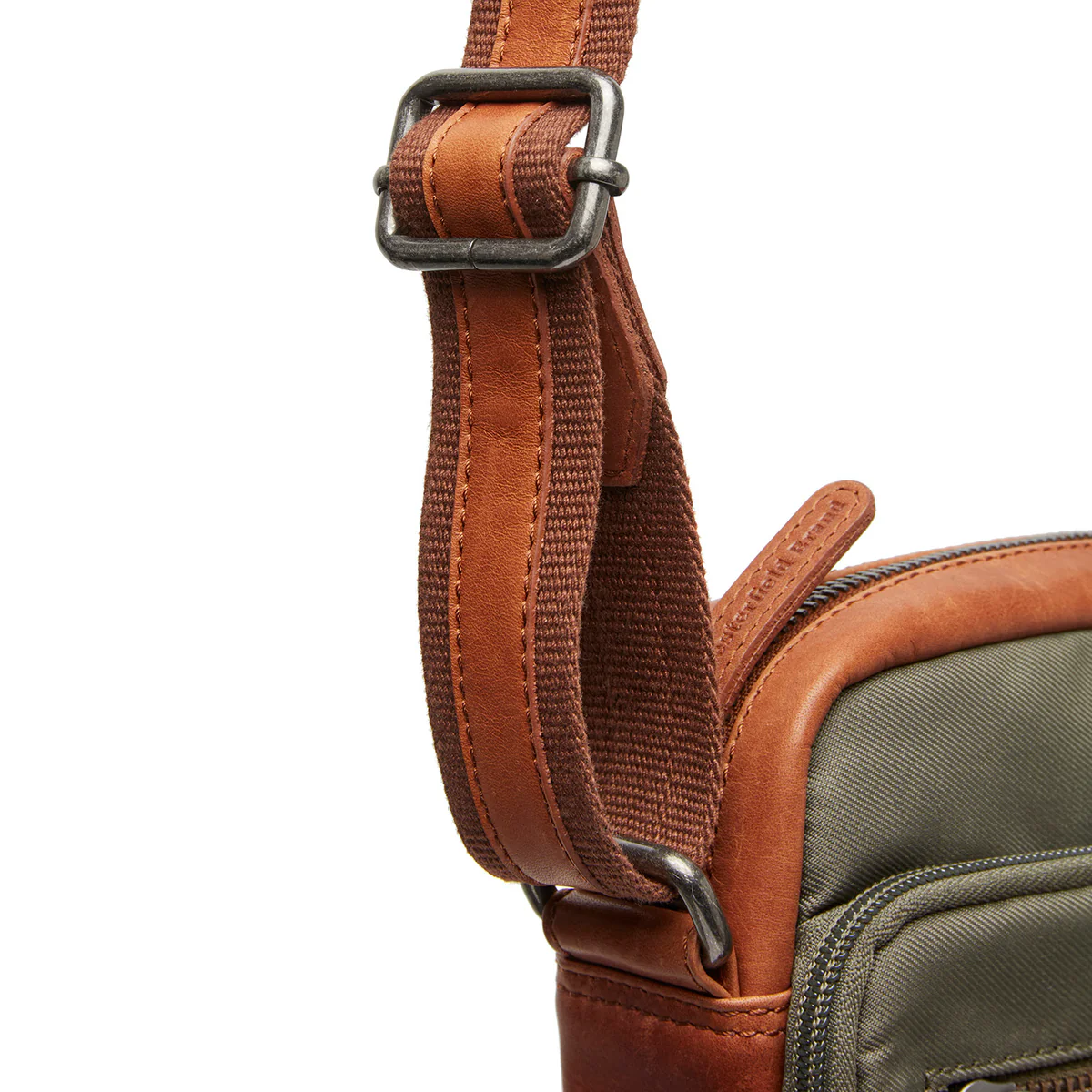 The Chesterfield Brand Nylon Wax Pull Up Karlstad Schoudertas Steel Green