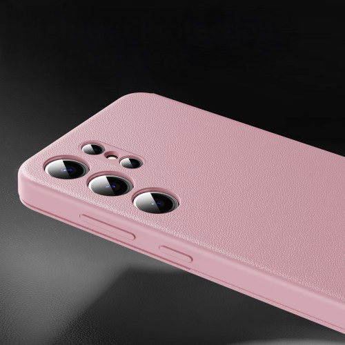 Samsung Galaxy S25 Ultra Leder Hülle Small Window View Flip Case Litchi Look- Rosa