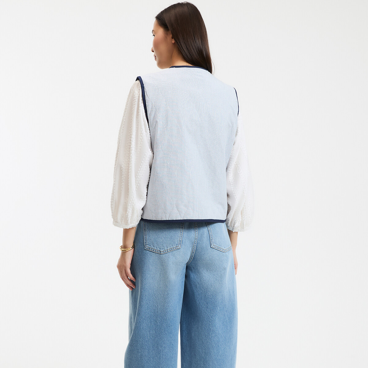 COLEÇÕES LA REDOUTE<br>Colete jeans sem mangas, reversível