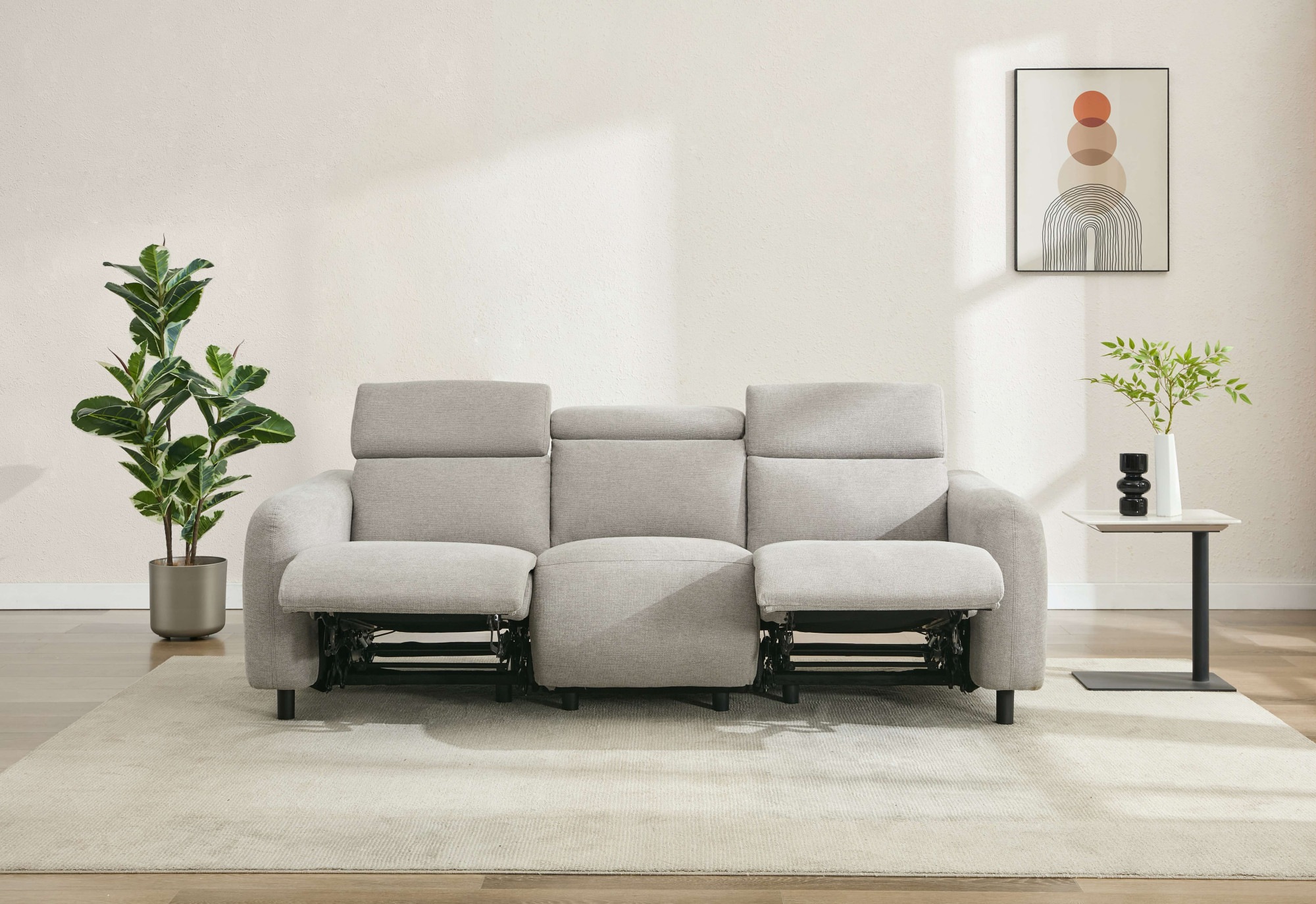 Home affaire 3-Sitzer »SKAANE Struktur-Sofa, 229 cm, manuelle-u. elektrische Relaxfunktion« Relax-Funktion in 2 Sitzen, Kopfteilverstellung, Federkernpolsterung
