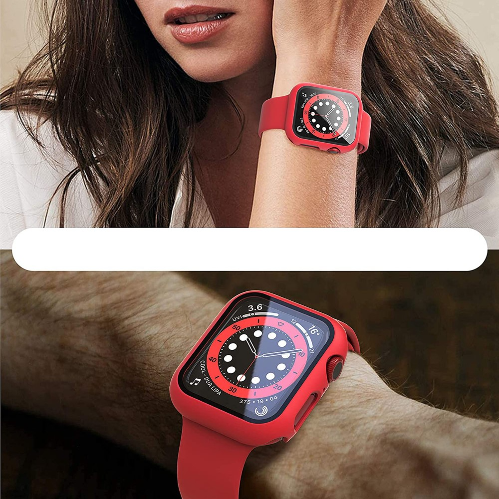 (2er Set) Apple Watch 7 (41 mm) Hardcase Bumper   Schutzglas - Rot