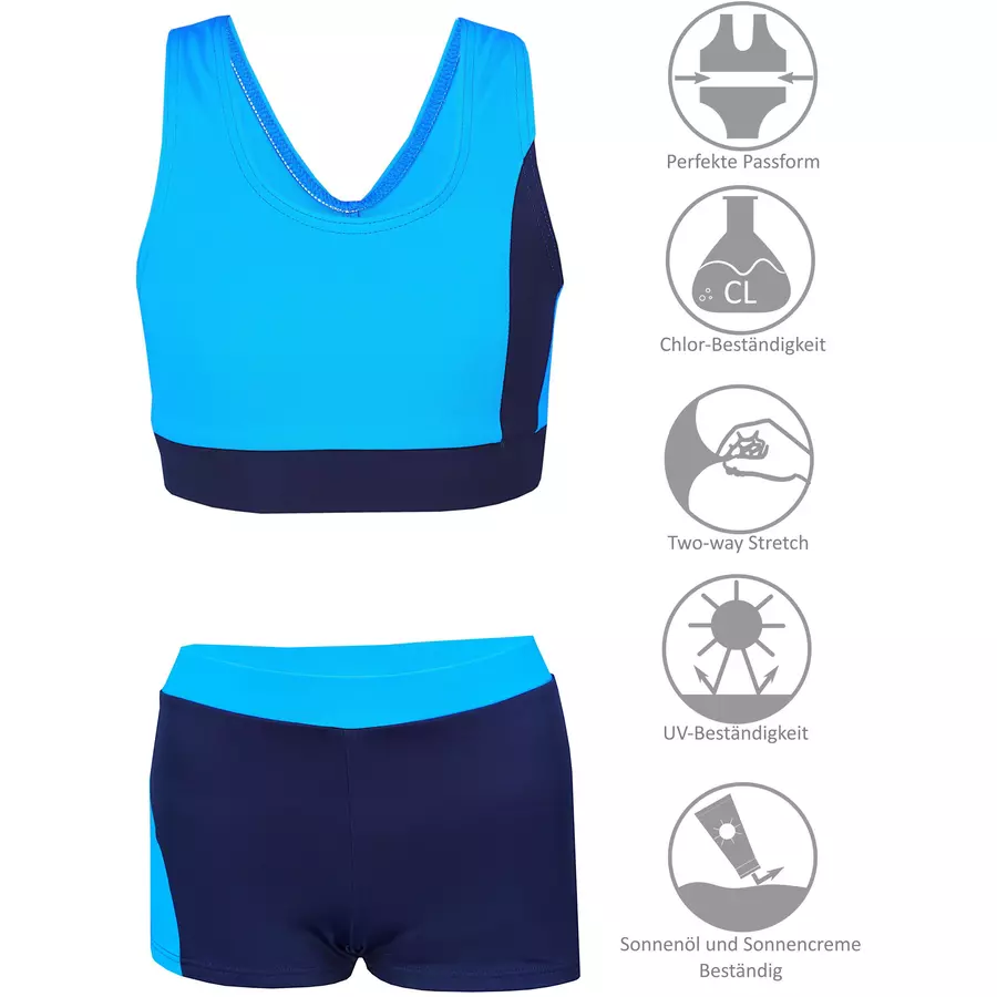 Aquarti Mädchen Sport Bikini - Racerback Bustier & Badehose dunkelgrün