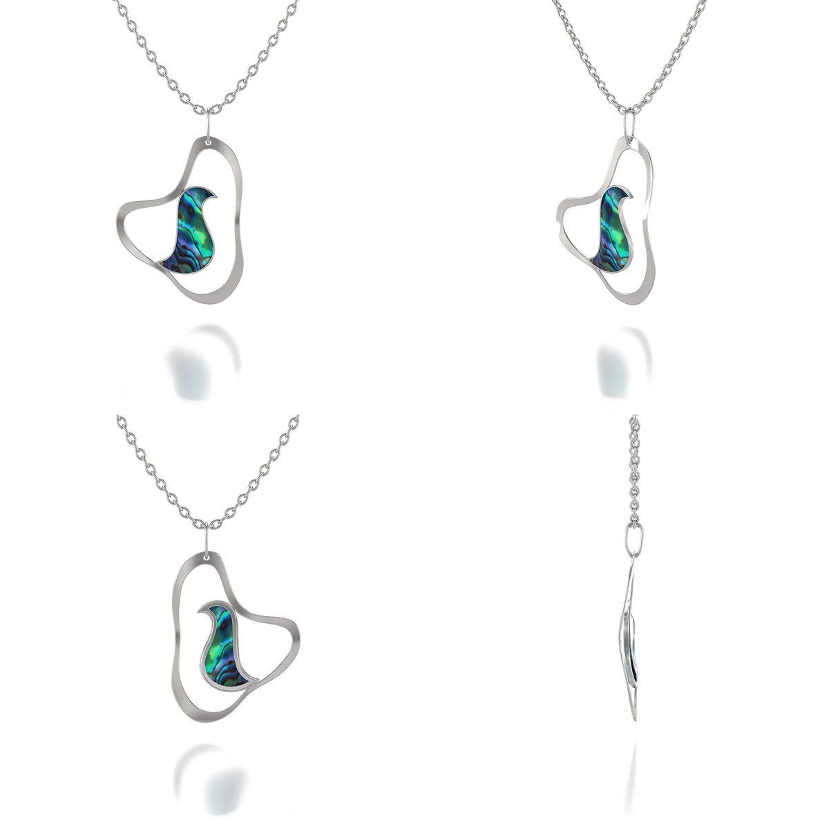 Pendentif ADEN Oiseau Nacre Abalone Serti Argent 925