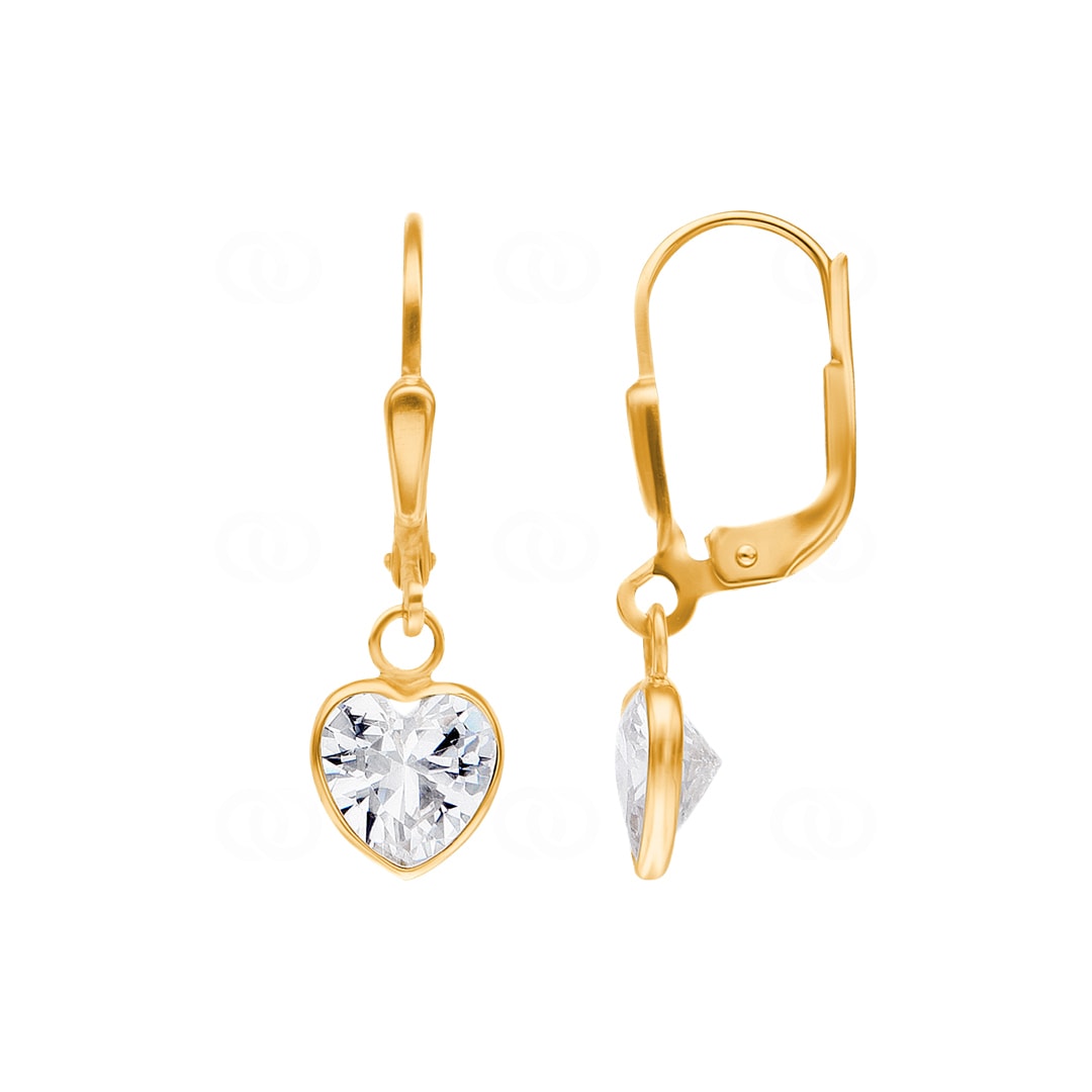 Ohrhänger 750/18 K Gelbgold Herz mit Zirkonia