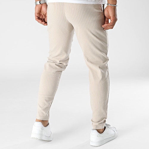 Pantalon Chino A Rayures Beige