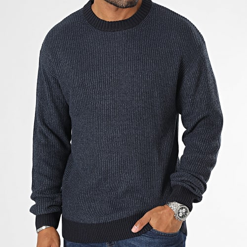 Pull Rib Knit Bleu Marine Chiné