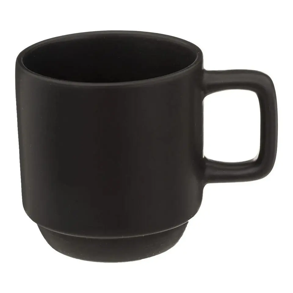 Secret de Gourmet Koffiekopjes - 4x - zwart - 120 ml - aardewerk