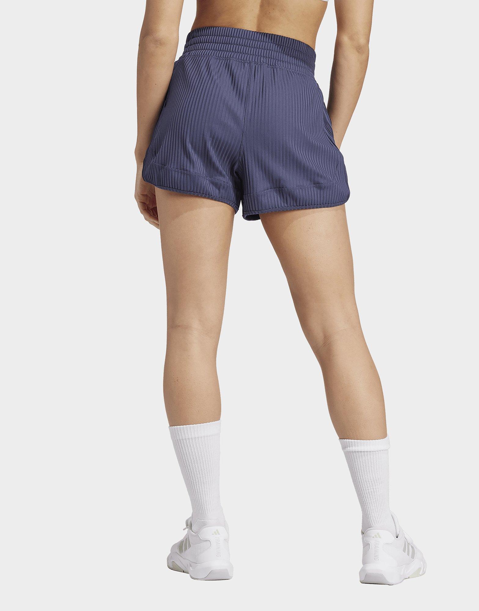 adidas Short taille haute bords-côtes 3 bandes ton sur ton Pacer All Gym Seasonal