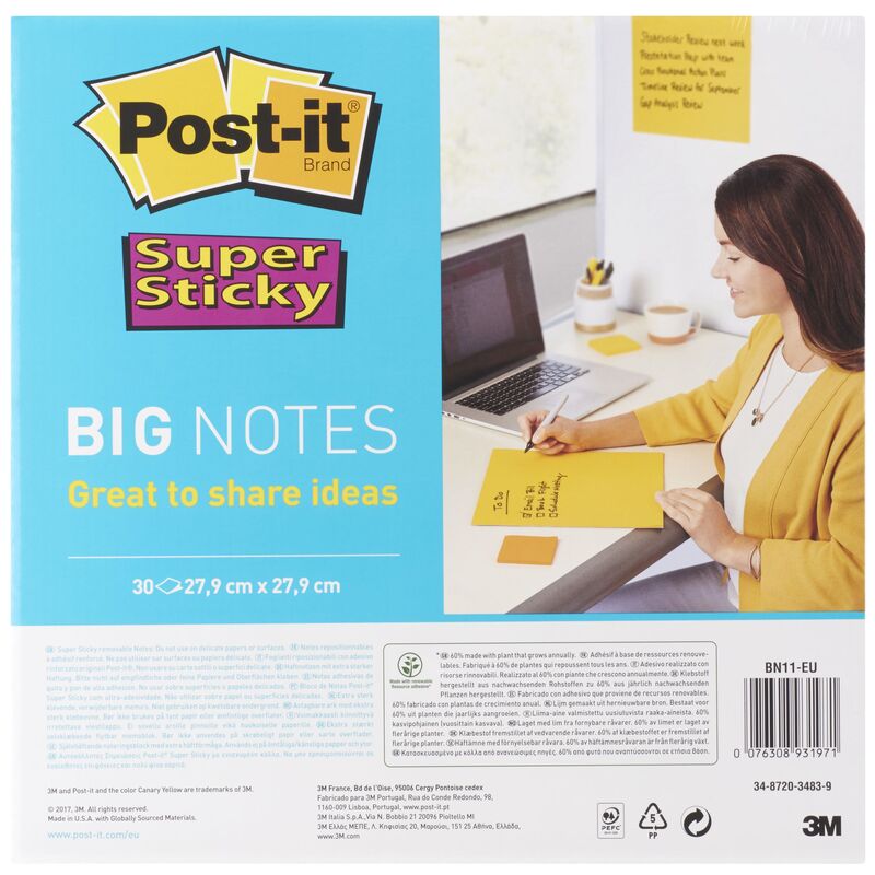 Post-it Haftnotizen Super Sticky Big Notes, 279 x 279 mm, 1 x 30 Blatt
