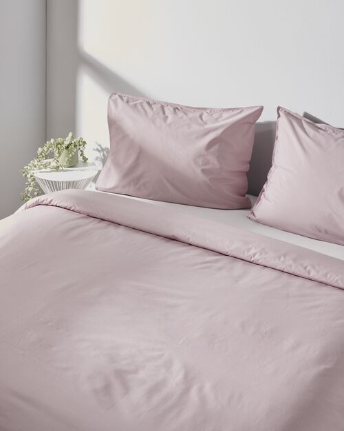 housse de couette percale 200x200/220 mauve