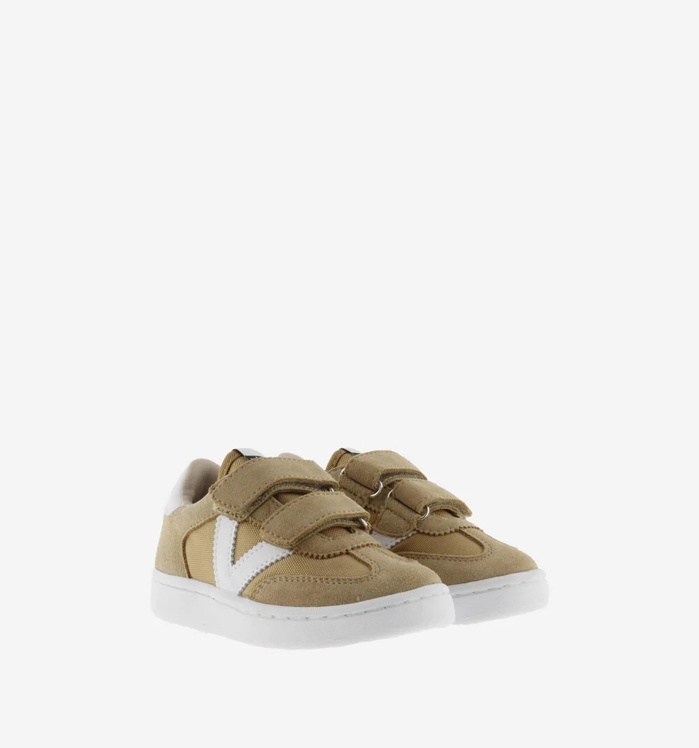 MILLAS BRIDES NYLON ET CUIR FENDU Baskets monochromes pour enfant TAUPE