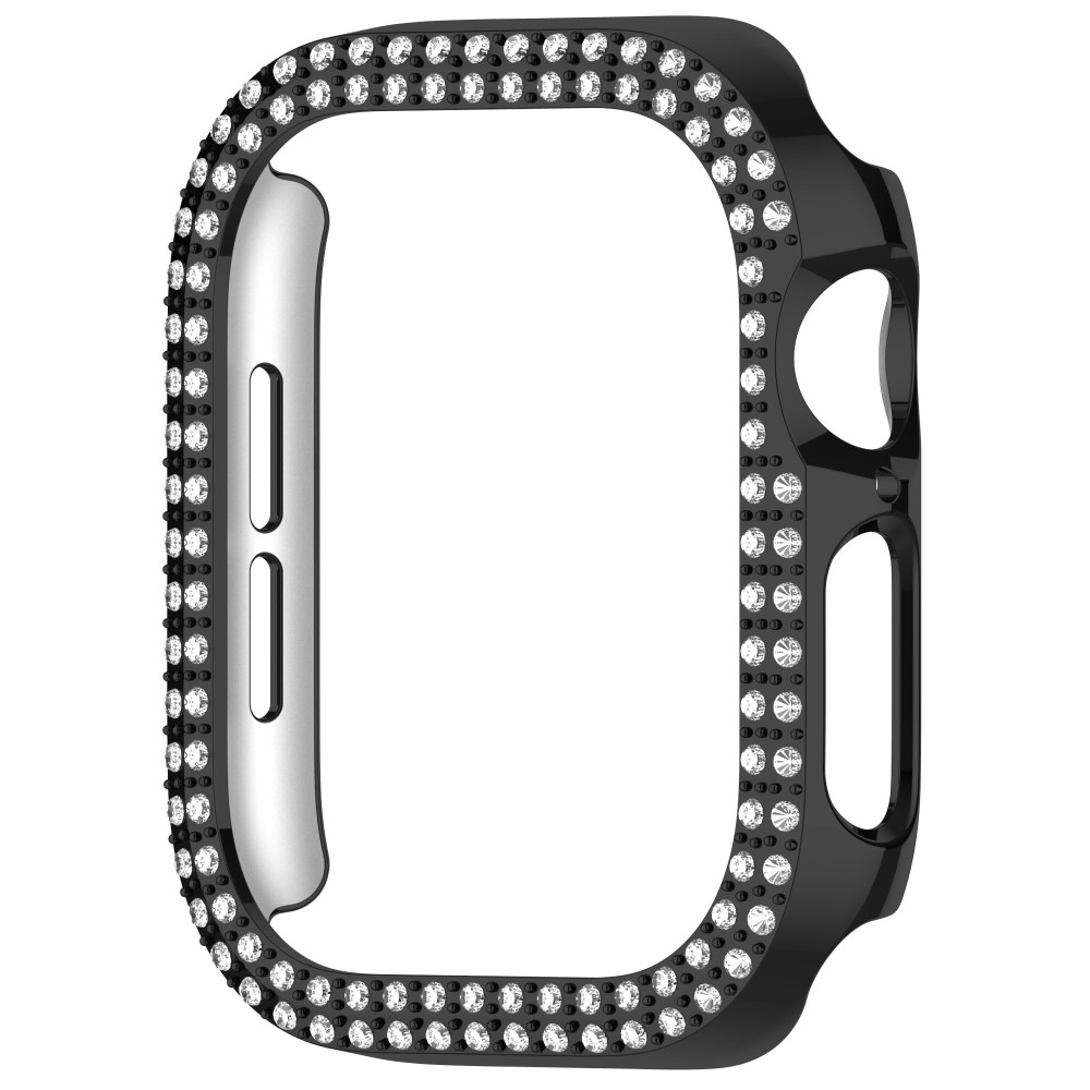 Apple Watch Series 11 / Series 10 (46mm) Galvanisierte Glitzer Strass Bumper Hülle - Schwarz