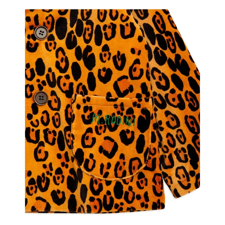 Mini Rodini Veste Blazer Velours Bio Léopard | Orange