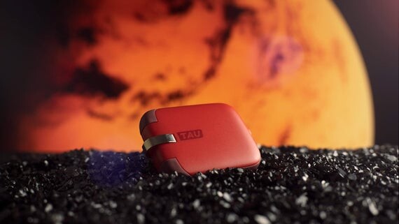 Tau - Powerbank - USB-C, Lightning + Microusb - Rød - 1400 Mah