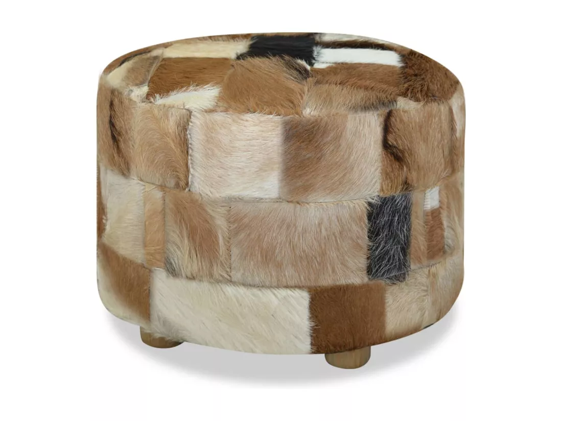 Pouf Cuir véritable Rond 50 x 50 x 45 cm