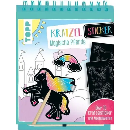 topp-kreativ Kratzel-Stickerbuch Magische Pferde