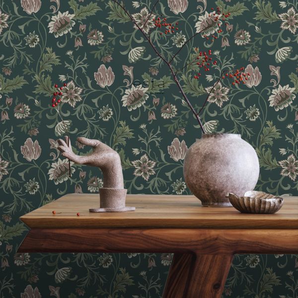 Estahome Vintage Bloemen Behang I - 0,53 x 10,05 m - Zand / Beige