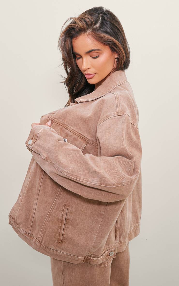 Washed Taupe Veste En Jean Boyfriend Oversize
