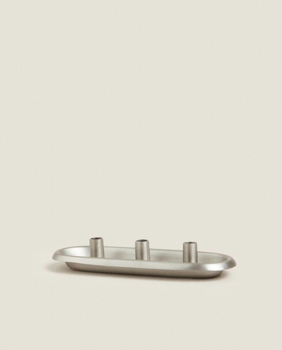 SUPORTE TRIPLO DE METAL PARA VELA DE CHÁ