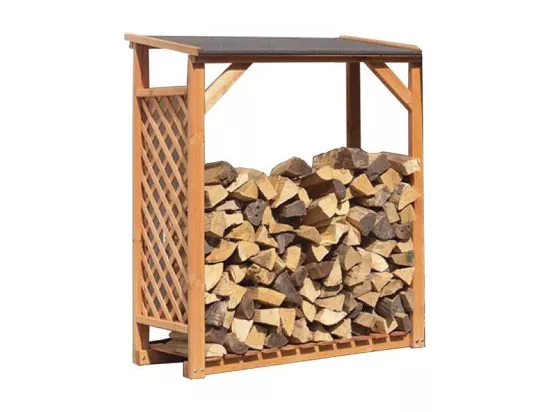 Extension abri bûches en bois coloris miel