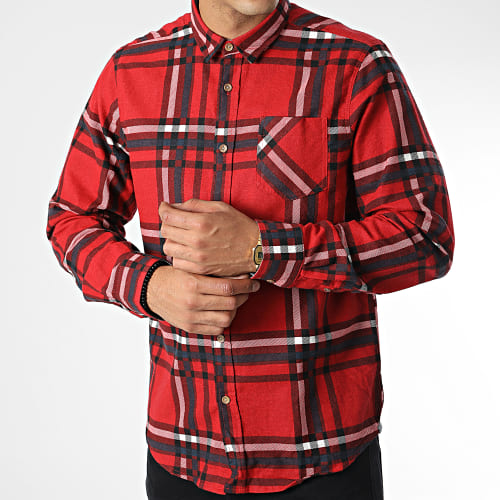 Chemise Manches Longues A Carreaux Arnault Rouge