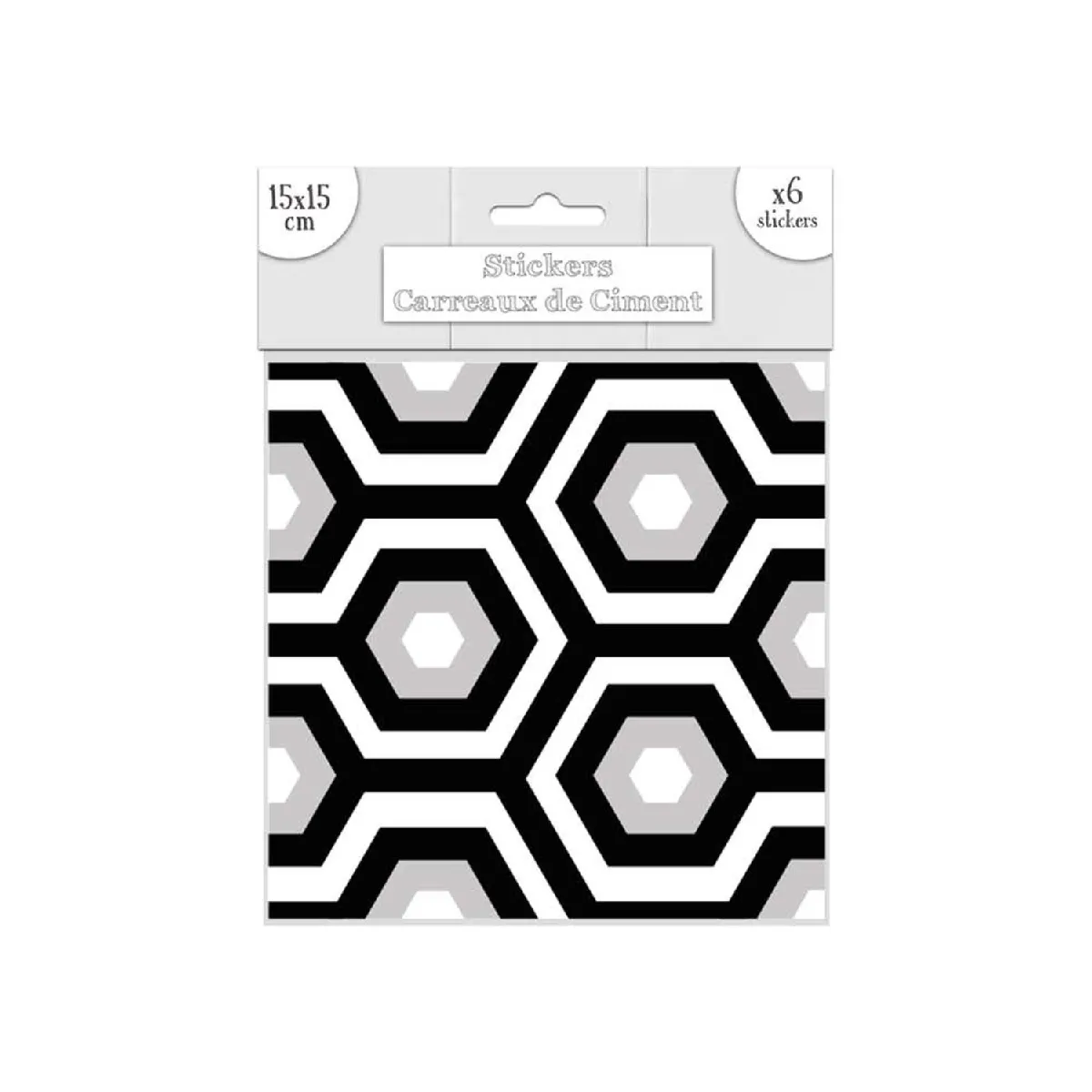 Sudtrading 6 Stickers carreaux de ciment - Noir et blanc