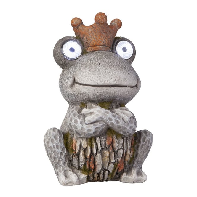 Frosch mit Krone - mit Solar LED - aus Polyresin - ca. 14 x 10 x 21 cm