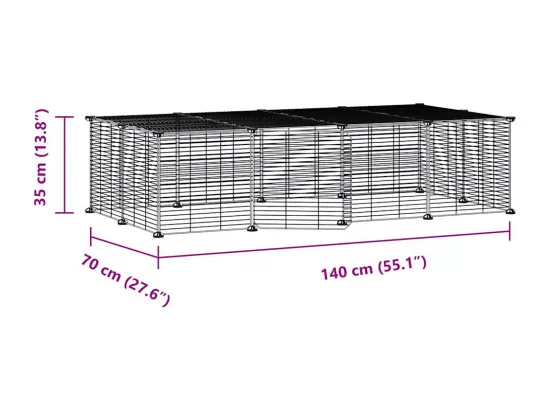 Cage animaux de compagnie à 20 panneaux et porte Noir 35x35 cm