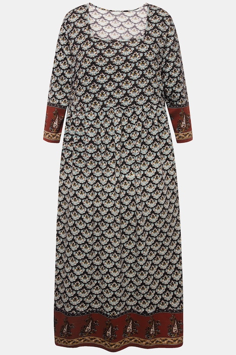 Jerseykleid, A-Linie, Carree-Ausschnitt, 3/4-Arm, Taschen